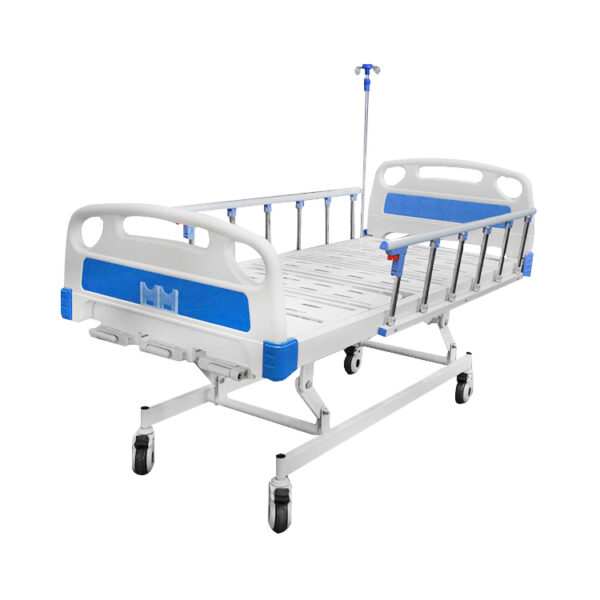 hospital bed with IV pole