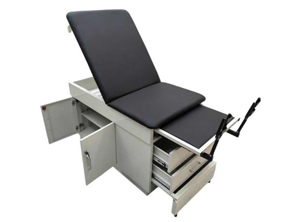 medical exam table with storage