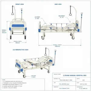 2 crank hospital bed detail 4
